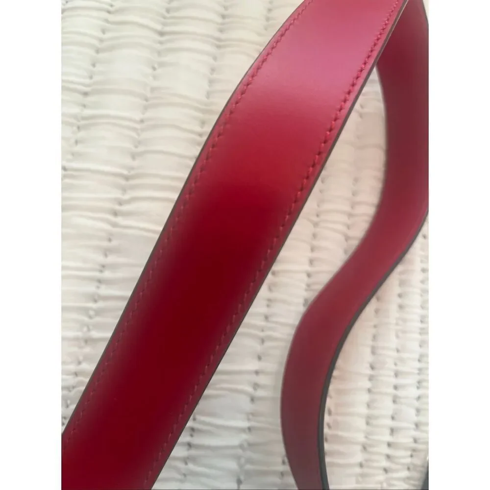 Authentic GUCCI Red Calfskin Leather Small Sylvie Shoulder Bag
